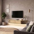 Έπιπλο τηλεόρασης επιτοίχιο Korven Megapap με LED χρώμα sepet oak 180x35x28,8εκ.