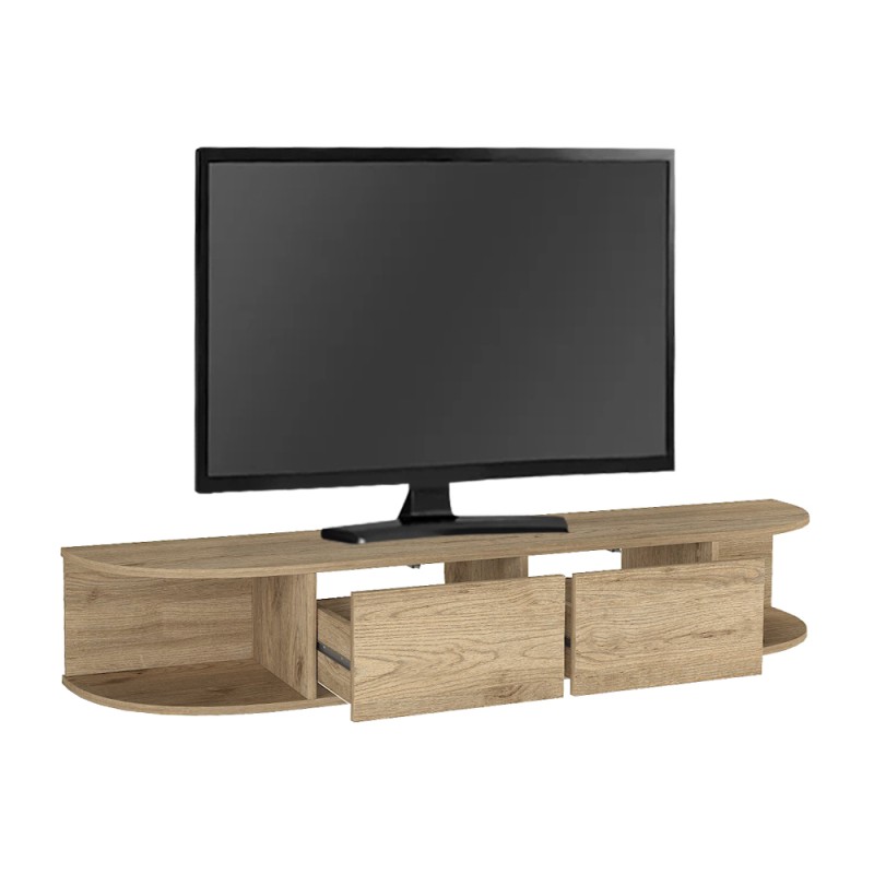 Έπιπλο τηλεόρασης επιτοίχιο Korven Megapap με LED χρώμα sepet oak 180x35x28,8εκ.