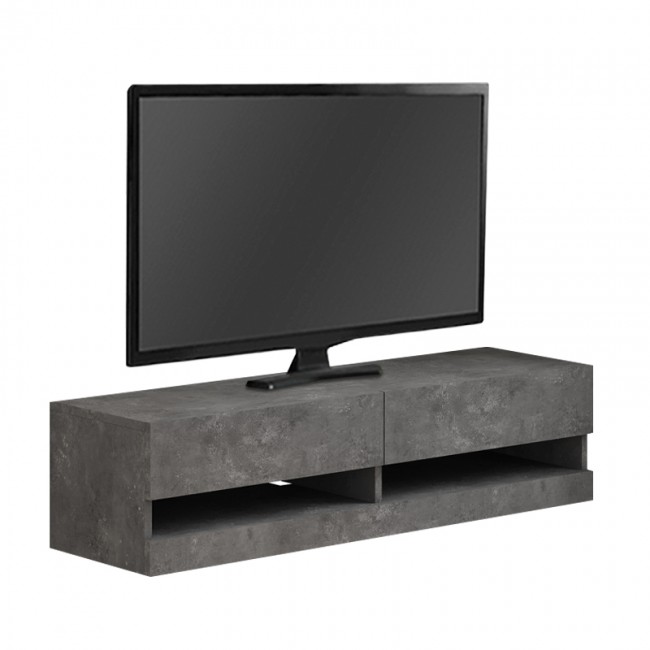 Moon Megapap melamine wall mounted tv stand with Led in retro grey color 120x33.8x30cm.