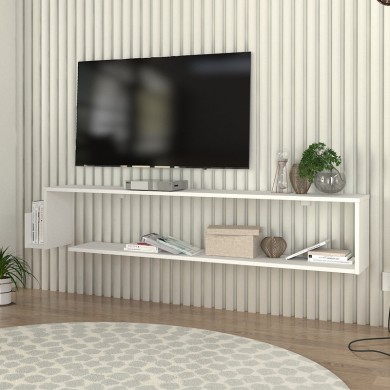 Regnar Megapap melamine wall TV furniture in white color 168.6x25x31.8cm.