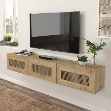 Samuel Megapap melamine wall TV furniture in sapphire oak color 180x31.4x28.6cm.