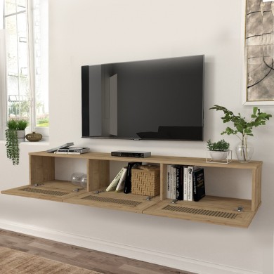 Samuel Megapap melamine wall TV furniture in sapphire oak color 180x31.4x28.6cm.