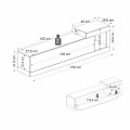 Volare Megapap melamine wall TV cabinet  in white marble - sapphire oak color 150x29,6x38,6cm.