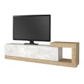 Volare Megapap melamine wall TV cabinet  in white marble - sapphire oak color 150x29,6x38,6cm.