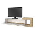 Volare Megapap melamine wall TV cabinet  in white marble - sapphire oak color 150x29,6x38,6cm.