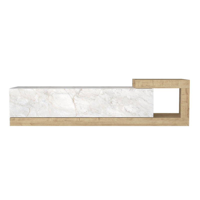 Volare Megapap melamine wall TV cabinet  in white marble - sapphire oak color 150x29,6x38,6cm.