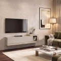 Έπιπλο τηλεόρασης επιτοίχιο Volare Megapap χρώμα sandstone - travertine 150x29,6x38,6εκ.