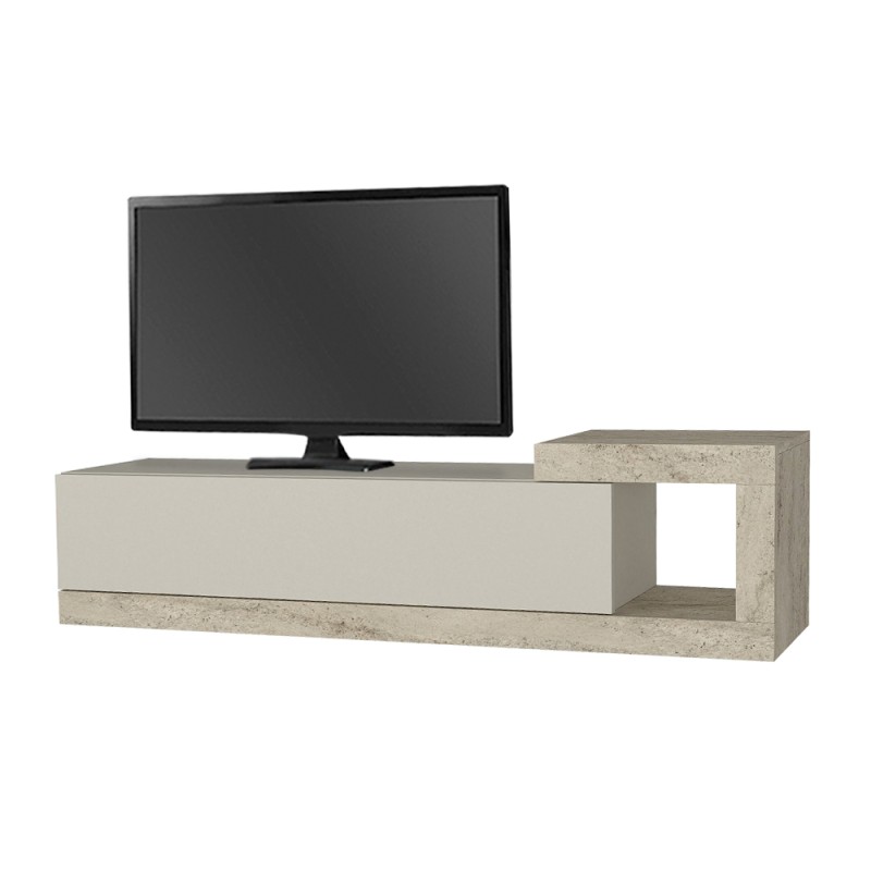 Έπιπλο τηλεόρασης επιτοίχιο Volare Megapap χρώμα sandstone - travertine 150x29,6x38,6εκ.