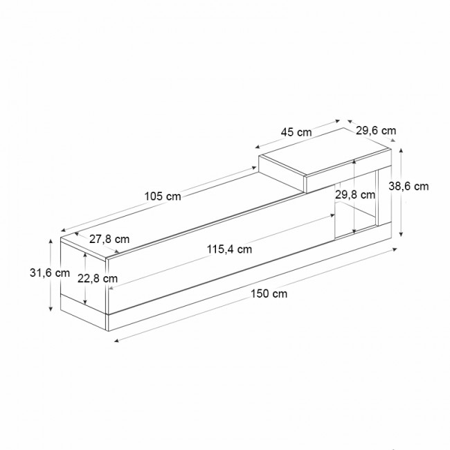 Έπιπλο τηλεόρασης επιτοίχιο Volare Megapap χρώμα sapphire oak - ανθρακί 150x29,6x38,6εκ. Έπιπλο τηλεόρασης επιτοίχιο Volare Megapap χρώμα sapphire oak - ανθρακί 150x29,6x38,6εκ.