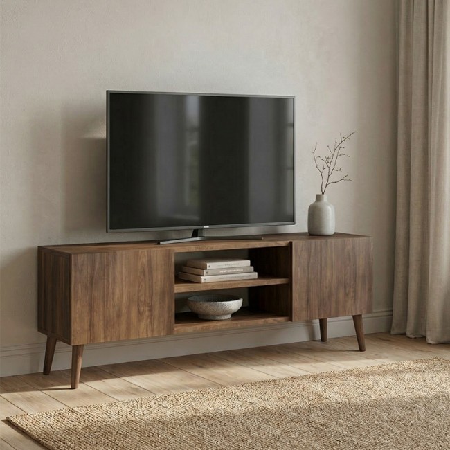 Etna Megapap melamine tv furniture in walnut color 150x30x45cm.