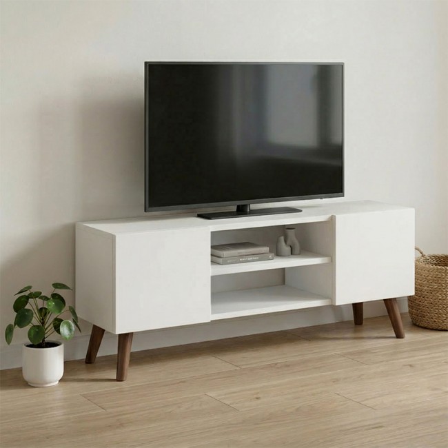 Etna Megapap melamine tv furniture in white color 120x30x45cm.