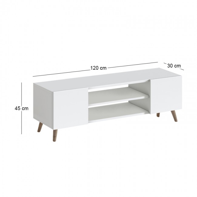 Etna Megapap melamine tv furniture in white color 120x30x45cm.