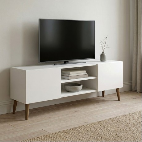 Etna Megapap melamine tv furniture in white color 150x30x45cm.