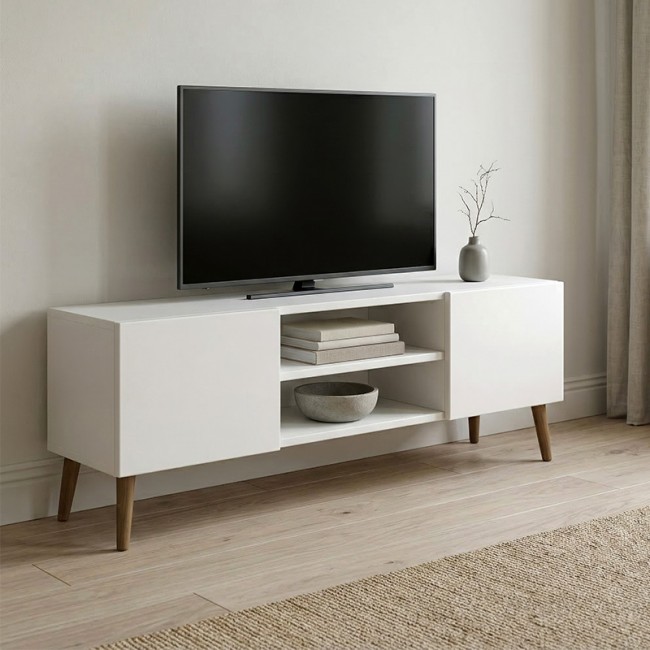 Etna Megapap melamine tv furniture in white color 150x30x45cm.