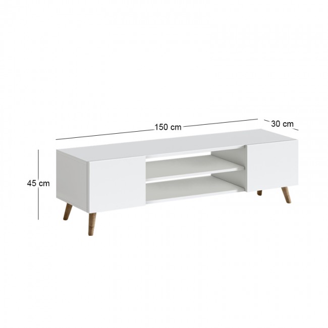 Etna Megapap melamine tv furniture in white color 150x30x45cm.