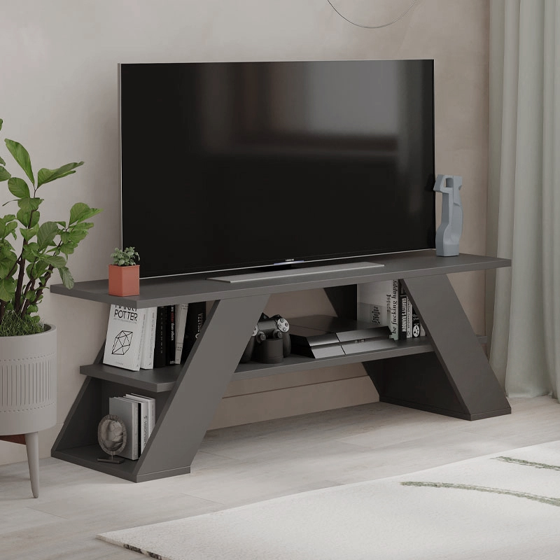 Έπιπλο τηλεόρασης Farfalla Megapap χρώμα ανθρακί 120x33,5x40εκ.