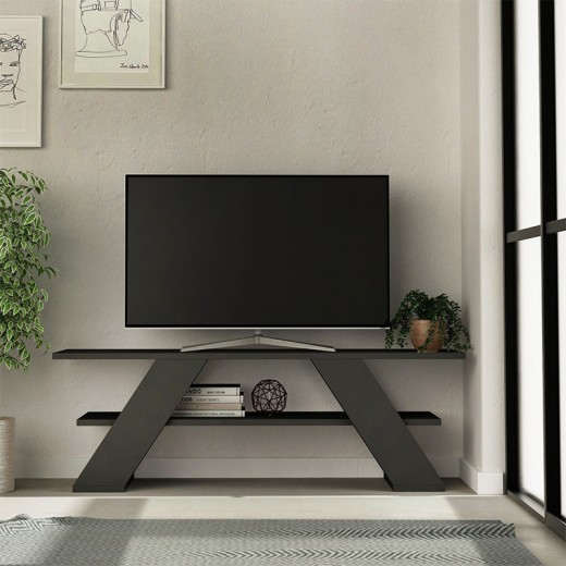 Έπιπλο τηλεόρασης Farfalla Megapap χρώμα ανθρακί 120x33,5x40εκ.