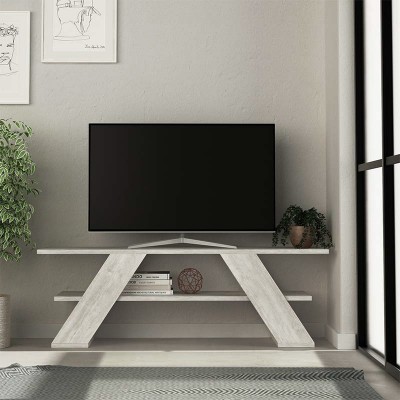 Έπιπλο τηλεόρασης Farfalla Megapap χρώμα λευκό αντικέ 120x33,5x40εκ.