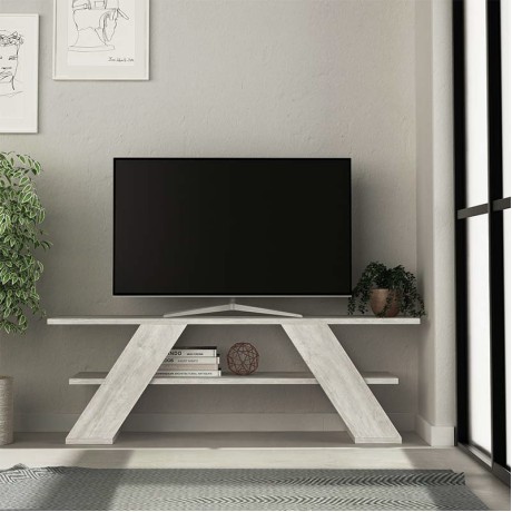 Farfalla Megapap melamine TV furniture in ancient white color 120x33,5x40cm.