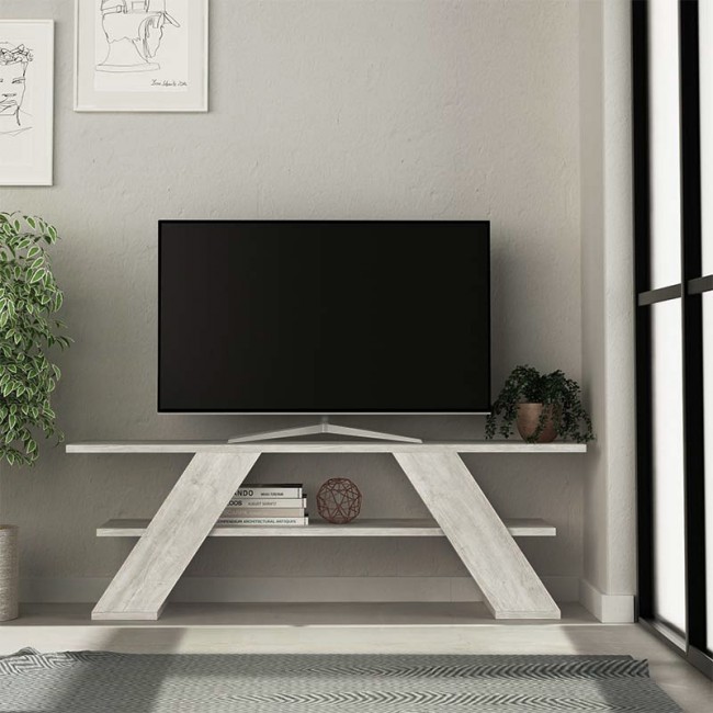 Farfalla Megapap melamine TV furniture in ancient white color 120x33,5x40cm.