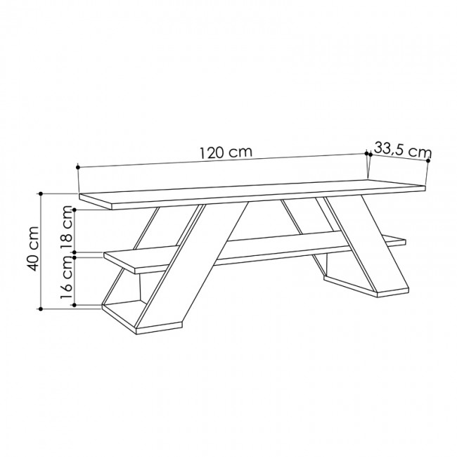 Farfalla Megapap melamine TV furniture in ancient white color 120x33,5x40cm.