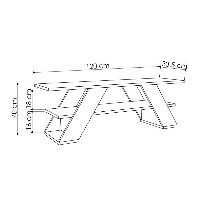 Farfalla Megapap melamine TV furniture in ancient white color 120x33,5x40cm.