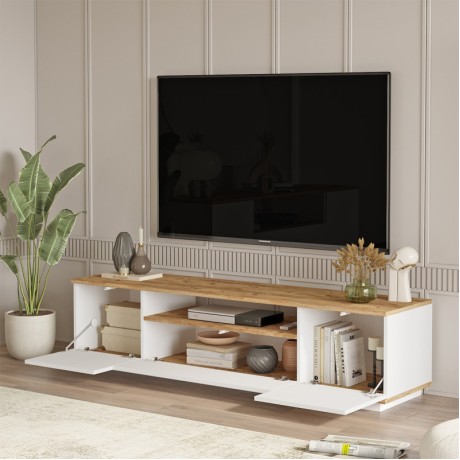 Έπιπλο τηλεόρασης Fedya Megapap χρώμα λευκό - sapphire oak 180x45x44,6εκ.