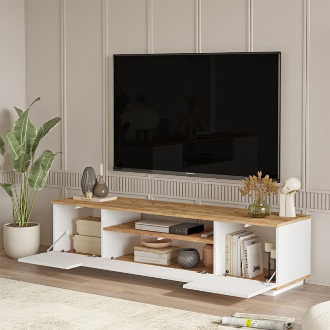 Fedya Megapap melamine tv stand in white color 180x45x44,6cm.