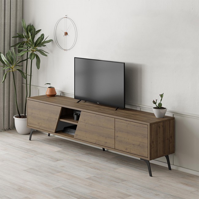 Έπιπλο τηλεόρασης Fiona Megapap χρώμα ανοιχτό καρυδί 180x35,6x48εκ.