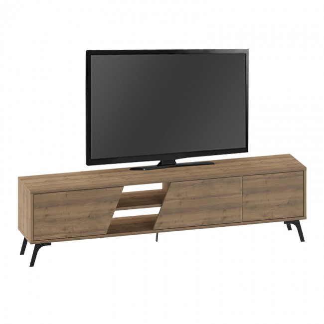 Έπιπλο τηλεόρασης Fiona Megapap χρώμα ανοιχτό καρυδί 180x35,6x48εκ.