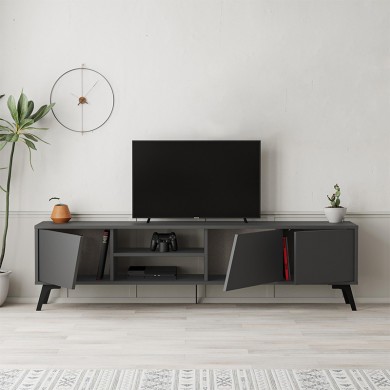 Fiona Megapap melamine TV furniture in anthracite color 180x35,6x48cm.