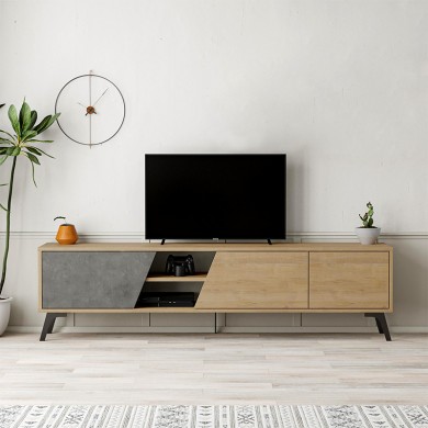 Fiona Megapap melamine TV furniture in oak - retro grey color 180x35,6x48cm.