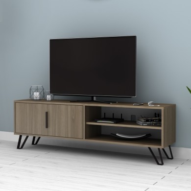 Foot Megapap melamine TV furniture in walnut color 160x35x49cm.