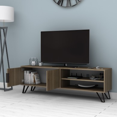 Foot Megapap melamine TV furniture in walnut color 160x35x49cm.
