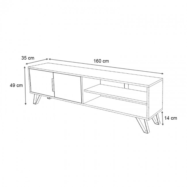 Έπιπλο τηλεόρασης Foot Megapap χρώμα καρυδί 160x35x49εκ. Έπιπλο τηλεόρασης Foot Megapap χρώμα καρυδί 160x35x49εκ.