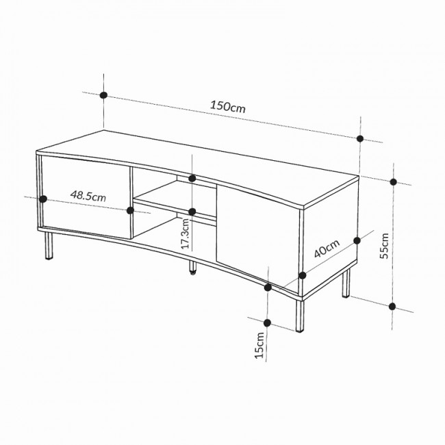 Frem Megapap melamine tv furniture in ash green color 150x40x55cm.
