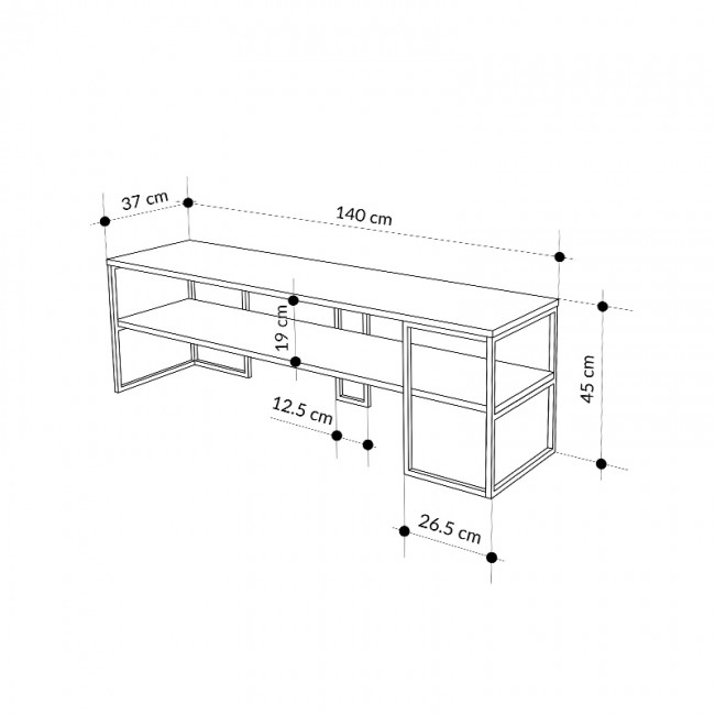 Έπιπλο τηλεόρασης Friday Megapap χρώμα black wood 140x37x45εκ.