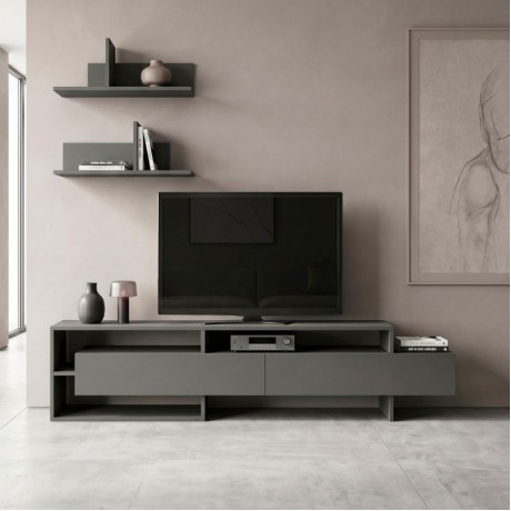 Gara Megapap melamine TV unit in anthracite color 180x29,8x42cm.