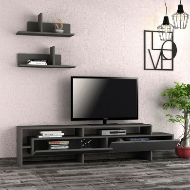 Gara Megapap melamine TV unit in anthracite color 180x29,8x42cm.