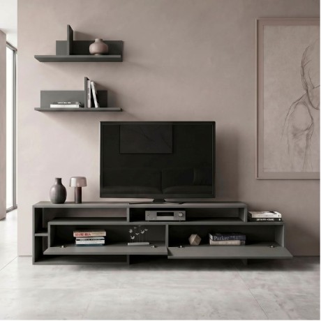 Gara Megapap melamine TV unit in anthracite color 180x29,8x42cm.