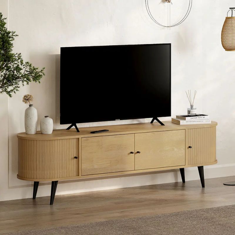 Gentle Megapap melamine TV stand in sapphire oak 180x40x52cm.