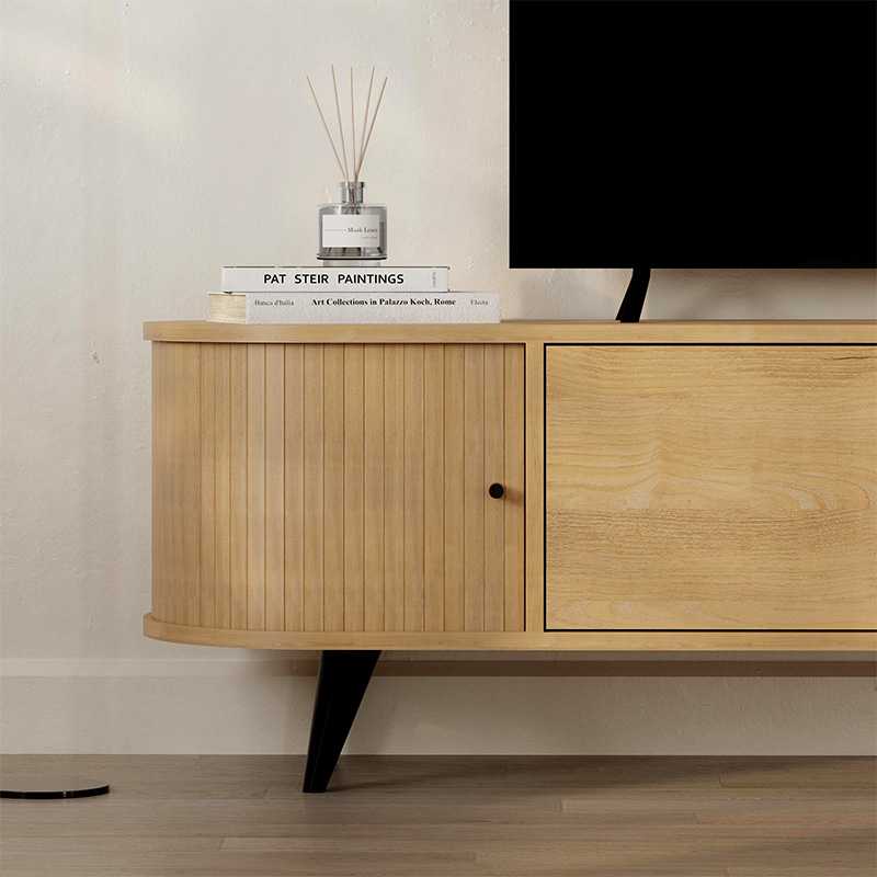 Gentle Megapap melamine TV stand in sapphire oak 180x40x52cm.