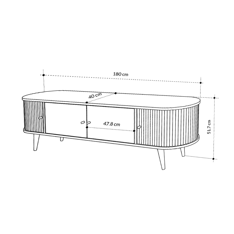 Gentle Megapap melamine TV stand in sapphire oak 180x40x52cm.