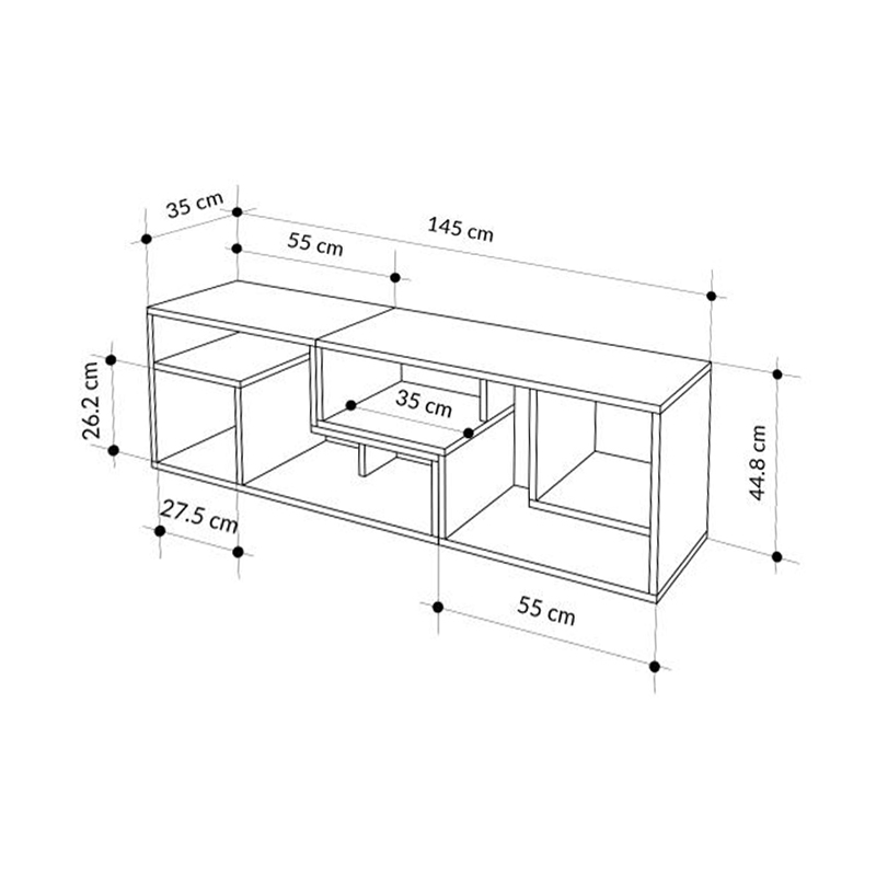Glis Megapap melamine tv stand in light walnut - sandstone color 145x35x44.8cm.