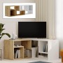 Έπιπλο τηλεόρασης Glis Megapap πολυμορφικό χρώμα sapphire oak - λευκό 145x35x44,8εκ.
