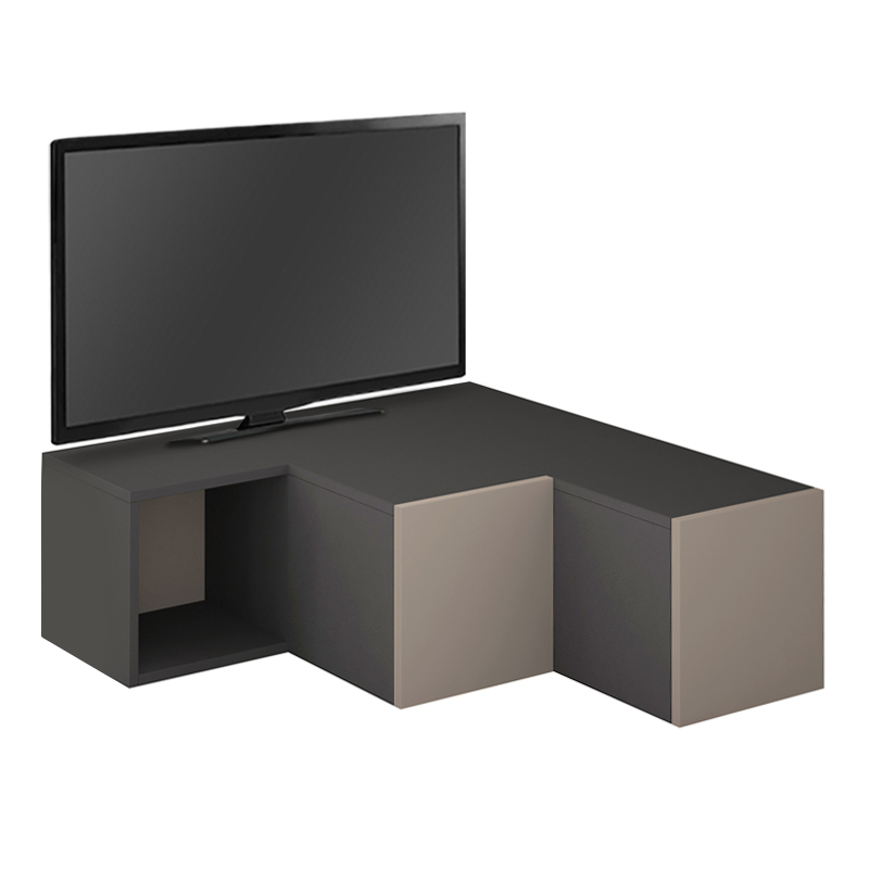 Compact Megapap corner melamine TV furniture in anthracite - light mocha color 94,2x90,6x31,4cm.