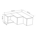 Compact Megapap corner melamine TV furniture in white - oak color 94,2x90,6x31,4cm.
