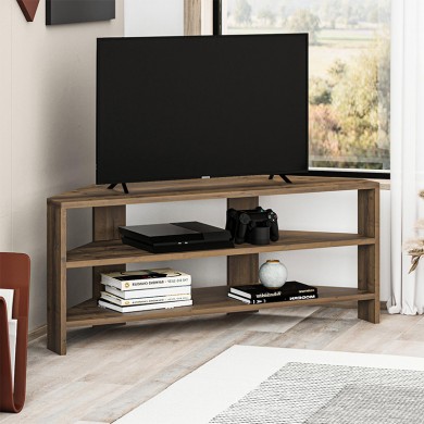 Thales Megapap corner melamine TV furniture in light brown color 110x36x45cm.