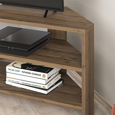 Thales Megapap corner melamine TV furniture in light brown color 110x36x45cm.