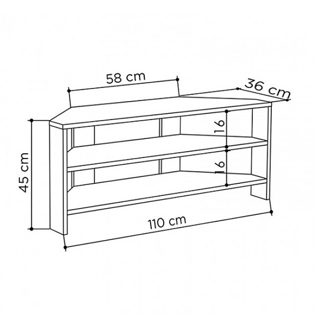 Έπιπλο τηλεόρασης γωνιακό Thales Megapap χρώμα ανοιχτό καρυδί 110x36x45εκ.